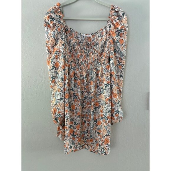 Cupshe Floral Mini Dress Smocked Square Neck Long Sleeve Cottagecore M - Picture 1 of 5